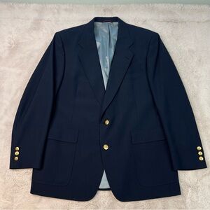 Hart Schaffner Marx 44R Dark Blue Blazer Sport Coat Gold Buttons Made in USA